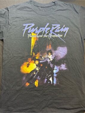 Prince Purple Rain Graphic Tee - Black with Purple & Yellow Print